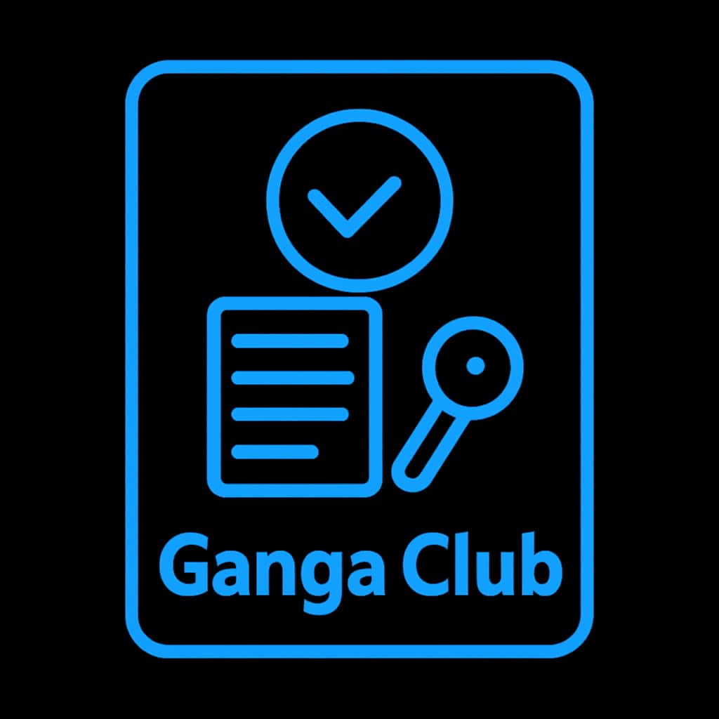 A simple badge indicating Ganga Club authentication steps.