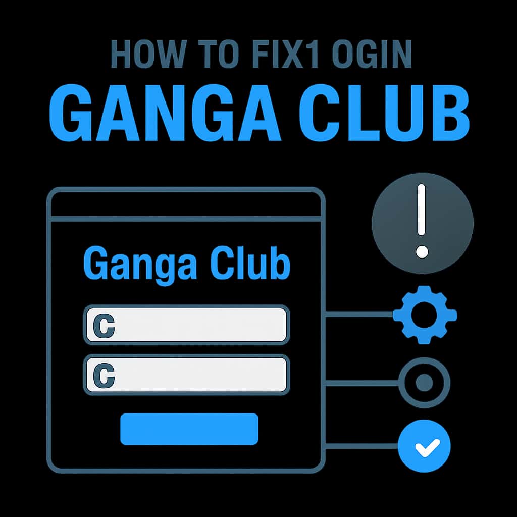 Illustration showing steps to troubleshoot Ganga Club login.