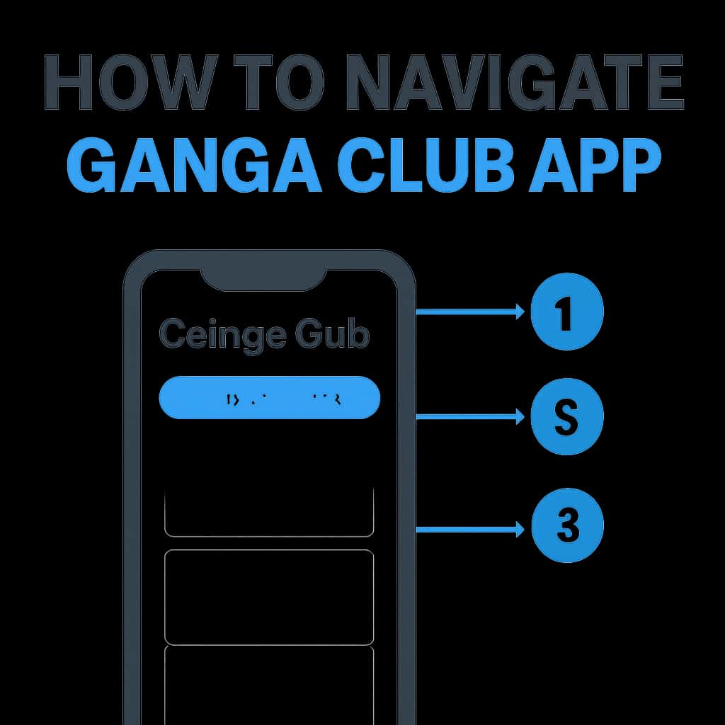 An illustration depicting the navigation features of the Ganga Club App.